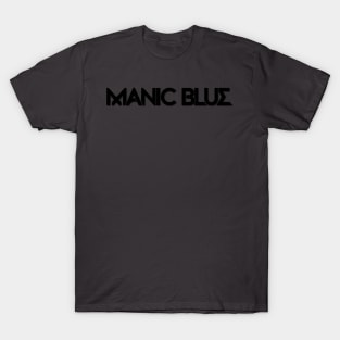 Manic Blue Horizontal Text Logo (black) T-Shirt